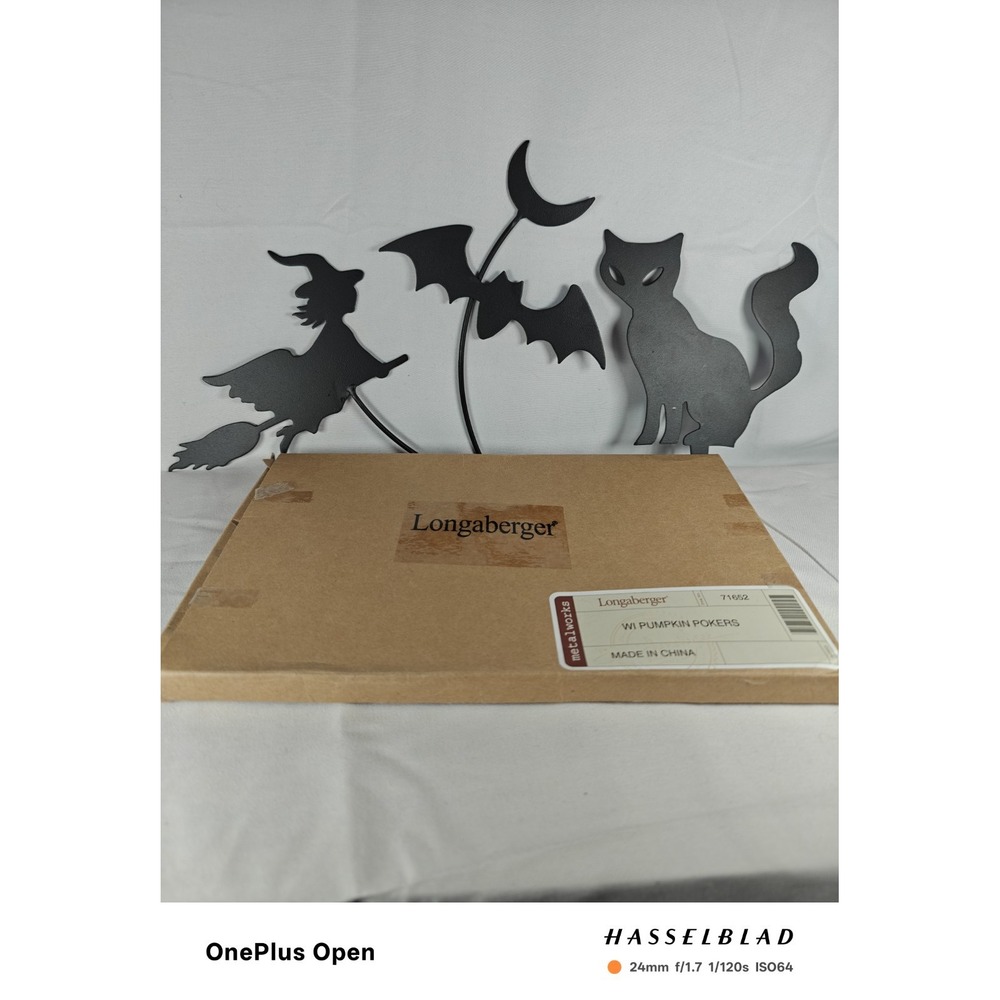 Longaberger RARE BLK WROUGHTIRON HALLOWEEN PUMPKIN POKERS‎ BAT CAT WITCH NEW